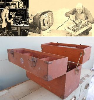 Vintage Sylvania Tv/radio Repair Case By Knickerbocker,  Wood Storage Box