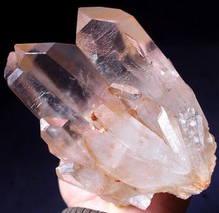 Rare Gem Elestial Angel Pink Lemurian Quartz Crystal Cluster - Touch The Angel