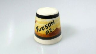 Vintage Tucson Arizona AZ Thimble Porcelain Ceramic Desert Souvenir Sewing 2