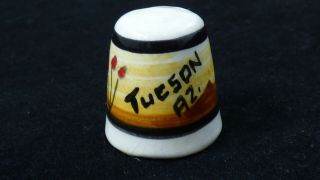 Vintage Tucson Arizona AZ Thimble Porcelain Ceramic Desert Souvenir Sewing 3