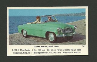Skoda Felicia Vintage 1960 Car Automobile Card 181