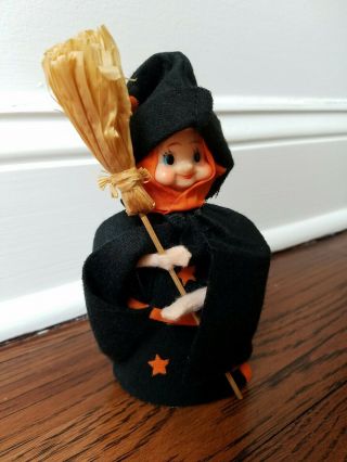 Vtg Japan Rubber Face Witch Halloween Ornament Kneehugger Pixie