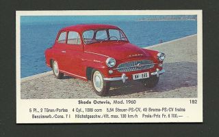 Skoda Octavia Vintage 1960 Car Automobile Card 182