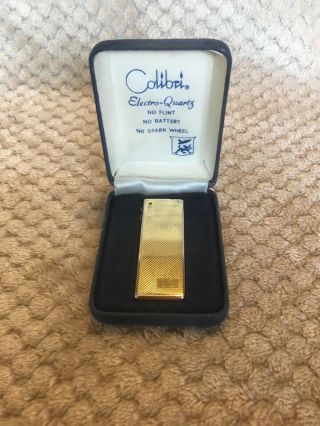 Vintage Gold Colibri Electro - Quartz Lighter Butane With Case