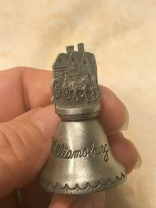 Vintage Williamsburg Virginia Pewter Bell W Horse & Carriage (a7)