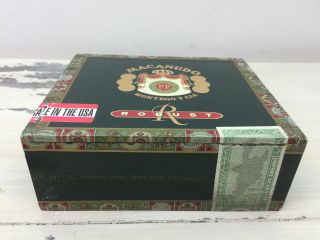 Macanudo Robust Cigar Box - Green Wood,  Tax Stamp -