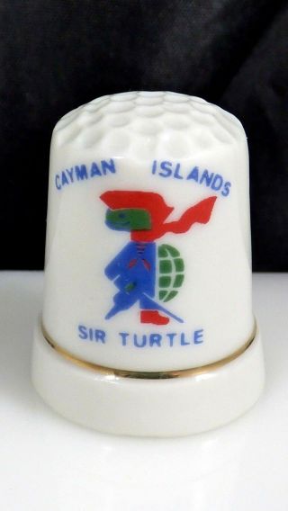 Vintage Sir Turtle Cayman Islands Thimble Porcelain Ceramic Collectible Sewing