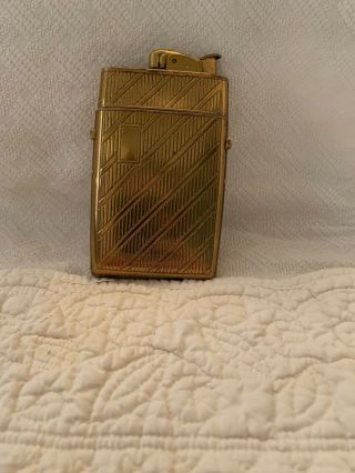 Vintage Evans Art Deco Cigarette Case & Lighter Gold Tone / Usa Made