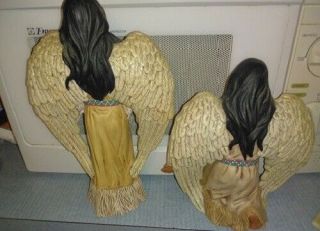 Indian angels size 14 inch and 8 inch 2 of them hand painted and signed by CUC 2