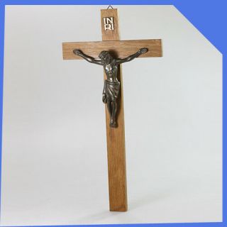 Old Vintage Christianity Jesus Christ Wooden Metal Wall Hanging Cross Crucifix