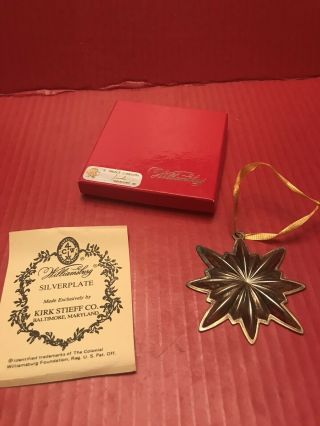 1981 Kirk Stieff Williamsburg Silver Christmas Tree Star Ornament Decoration