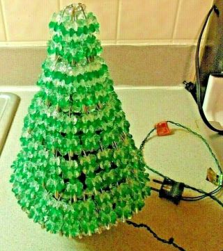 Vintage 11 " Beaded Safety Pin Christmas Tree,  Handmade