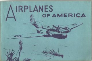 1940s " Airplanes Of America " Vintage Book - Stamp Album Military & Commercial