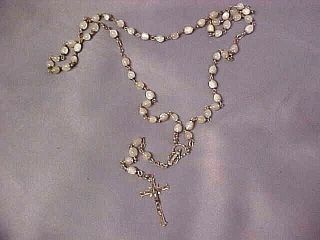 Sterling Silver W Mother Of Pearl Catholic Rosary W Sterling Cross 19 In Long E