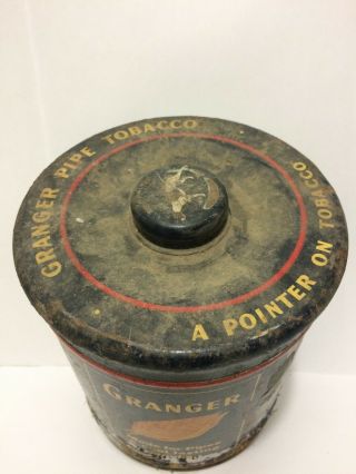 Vintage Granger Pipe Tobacco Tin Pointer Dog Tobacciana Ephemera Decor Prop 4