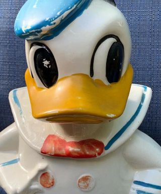 Donald Duck Ceramic Cookie Jar.  Stamped Authentic Walt Disney Productions -