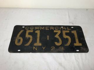 Vintage York Commercial License Plate 1928 651 - 351 Black & Yellow