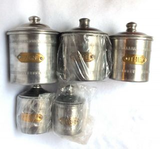 Vintage Ihi Made In India Aluminum 5 Piece Canister Set Mcm Still