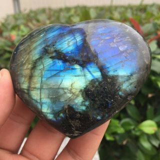 295g Natural Heart - Shaped Labradorite Quartz Crystal Energy Healing Flh66