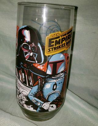 Star Wars Empire Strikes Back Darth Vader Boba Fett Burger King Glass 1980