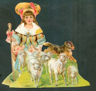 1890s Nursery Rhyme Lion Coffee Die Cut Paper Doll Set Little Bo Peep K33