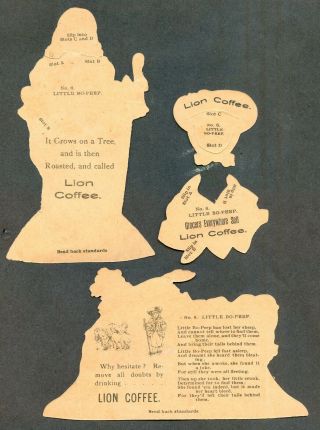 1890s NURSERY RHYME Lion COFFEE Die Cut PAPER DOLL Set LITTLE BO PEEP K33 3