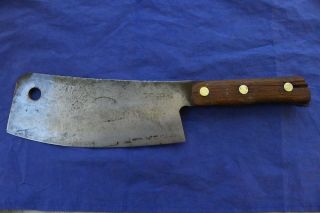 L.  &i.  J.  White Antique Meat Cleaver Wood Handle Butcher Knife No.  9 Vintage Big