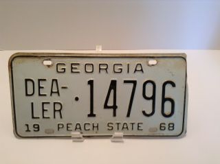 1968 Georgia Dealer License Plate,  " 14796 "