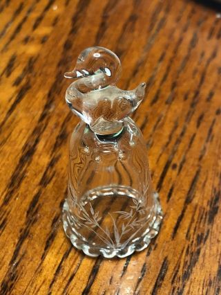 Thimble Glass Swan And Etched Flowers