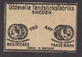 Ae Old Matchbox Label Sweden Vvvv29 The Ant