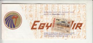 Old Egypt Air Passenger Ticket With 20$ Uganda Airport Tax Revenue Stamp