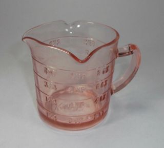 Vintage Kelloggs Pink Depression Glass Kitchen Measuring Cup Vf,  Hazel Atlas