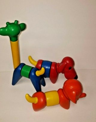 Tupperware Zoo It Build Animal Toy Colorful S/h 1970s 80s Dog Giraffe