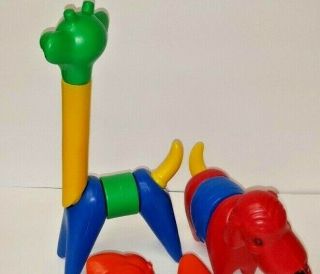 TUPPERWARE ZOO IT Build animal toy colorful S/H 1970s 80s Dog Giraffe 6