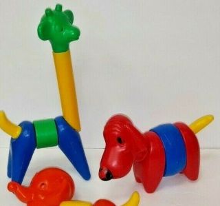 TUPPERWARE ZOO IT Build animal toy colorful S/H 1970s 80s Dog Giraffe 7