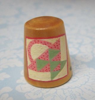 Hand Painted Signed Numbered Thimble Basket Quilting Block Pattern M7