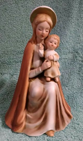 Vintage Madonna & Child Music Box Hand Painted Virgin Mary Baby Jesus Ave Maria