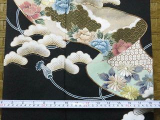 009BCF 1405 Silk VintageTomesode Fabric Japanese kimono Embroidery Flower 3