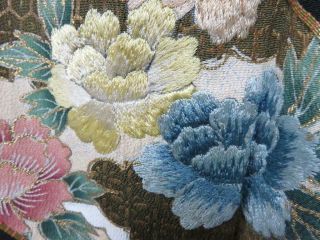 009BCF 1405 Silk VintageTomesode Fabric Japanese kimono Embroidery Flower 5