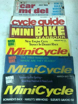 Six (6) Minicycle Magazines Jan Feb Mar 72 Minibike Yearbook,  Other Bike Issues