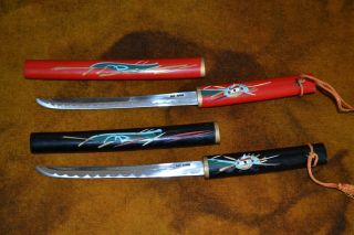 Set Of Two Japan Sword Letter Openers Pio Japan - Red & Black