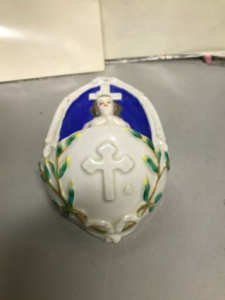 Vtg Porcelain Baby Jesus Religious Holy Water Font Cross 6 