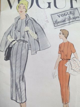 Vogue Special Design S 4760 Vintage Dress,  Cape Pattern 14 Bust 34 50s 1950s