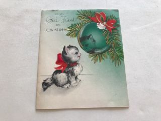 Vintage Cat Christmas Greeting Card By American Greeting