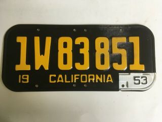 1951 California License Plate With 1953 Metal Tab Retro Classic Mid Century