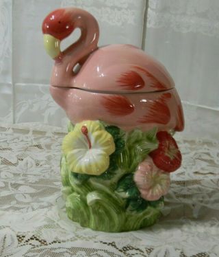 Pink Flamingo Cookie Jar By Home / Target - Mfg Made In China