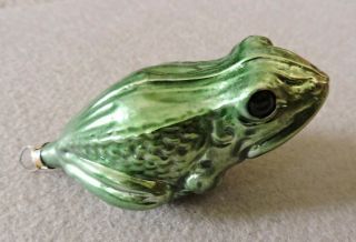 Antique German Glass Christmas Ornament - Frog - 1940s