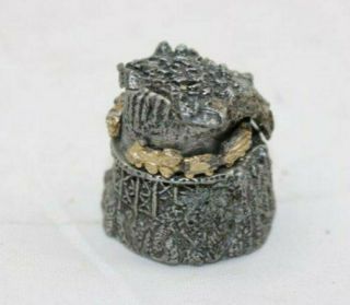 Thimble Gold Colored Train Going Around Mountain Thru Tunnel Pewter 1 " Tall