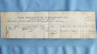 1896 Silverton Railroad Vanderbilt To Silverton Ore Freight Bill - Red Mountain