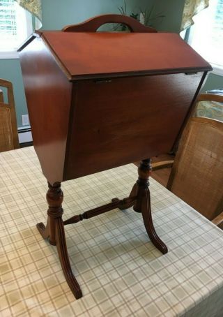 Vintage Wooden Ferguson Sewing Box Stand Cabinet With Flip Sides Top